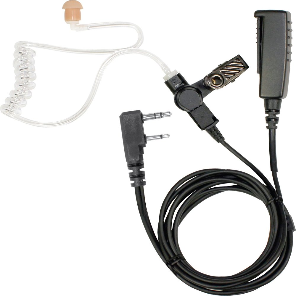 SPM-2301 2-Wire Lapel Mic Kit w/Twist Connect Acoustic Tube Earphone. 2-Wire Kits Allow Separation of The PTT/Mic Unit for More Convenient use. Compatible with Kenwood 2-Pin Side Connector Models.