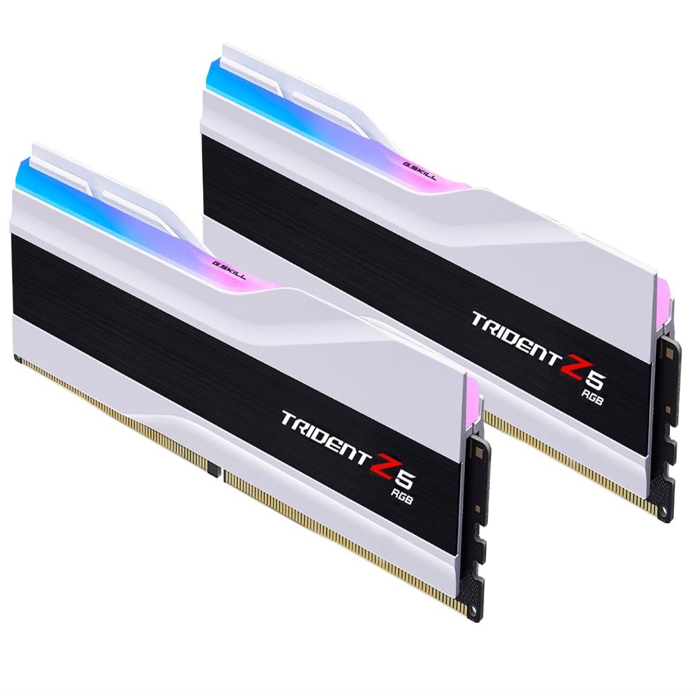 G.SKILL Trident Z5 RGB Series DDR5 RAM (Intel XMP 3.0) 64GB (2x32GB) 6000MT/s CL30-40-40-96 1.40V Desktop Computer Memory U-DIMM - Matte White (F5-6000J3040G32GX2-TZ5RW)