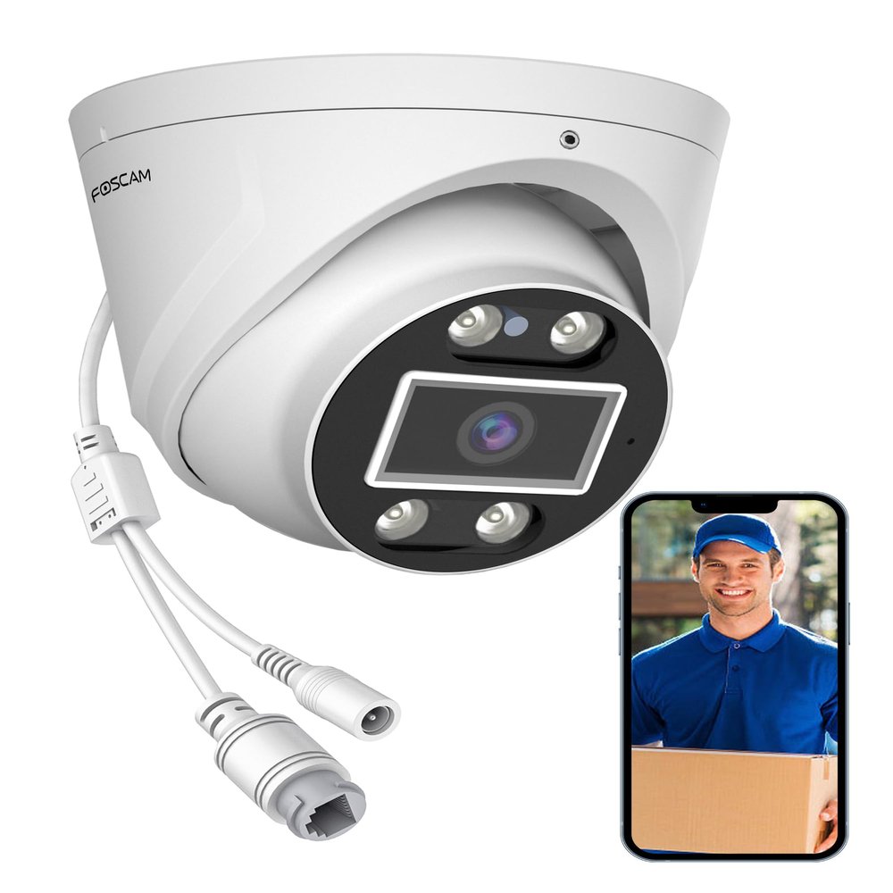 FOSCAM 4K 8MP Security IP POE Cameras, T8EP UltraHD Home Surveillance Security Camera Outdoor with Two-Way Audio, 66ft Color Night Vision, Human/Vehicle Detection, IP66 Waterproof