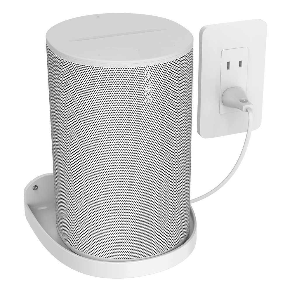 ZahoTse For Sonos Era 100 Holder Sonos Era 100 Wall Mount Stand Holder Accessories with Integrated Cable Management, Smart Home Speaker Accessory Rack (White, JT01) 2 Pieces