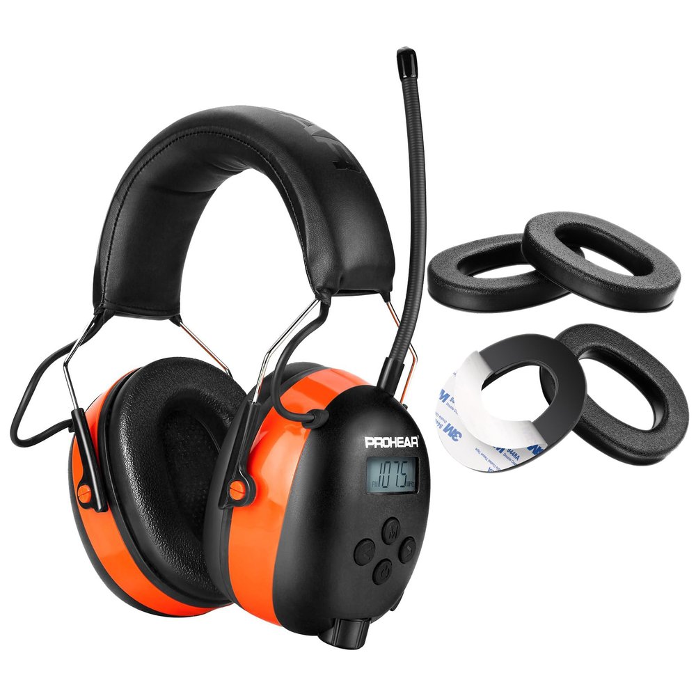PROHEAR 027 AM FM Radio Headphones with Digital Display,2 pair Foam Ear Pads