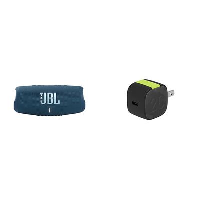 JBL Charge 5 - Portable Bluetooth Speaker with IP67 Waterproof and USB Charge Out - Blue and InfinityLab InstantCharger 20W 1 USB Compact USB-C PD Charger