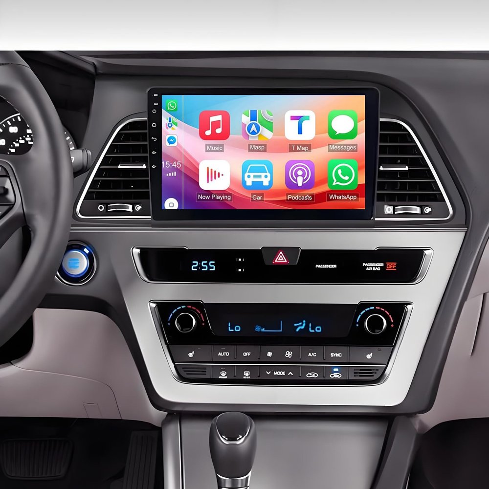 EWLSAC Android 13.0 Double Din Car Stereo for Hyundai Sonata 2015-2017 9 Inch HD Touch Screen Audio Multimedia Receiver with Carplay Android Auto GPS Radio Navigation Bluetooth Camera, 2+32G