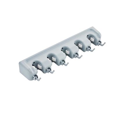 Cabilock 5 Position 6 Hook Mop Broom Wall Mount Holder Space-saving Brush Organizer Storage Rack