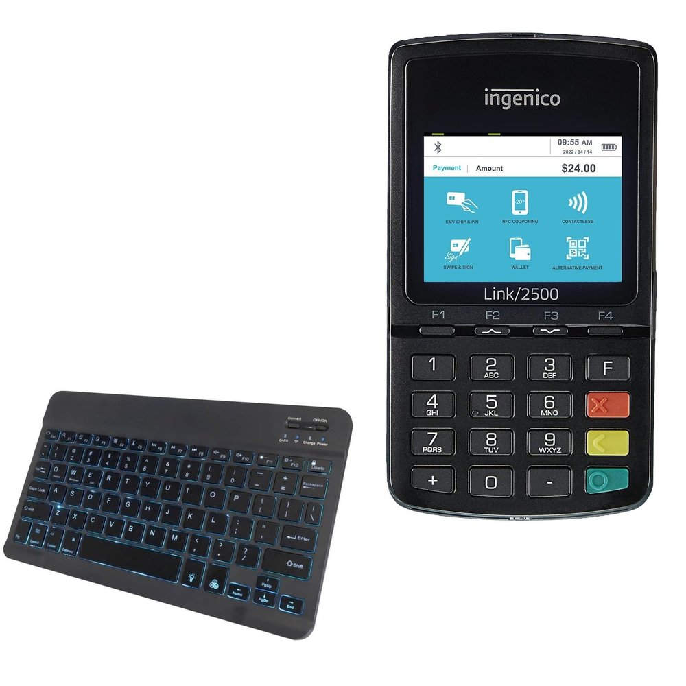 BoxWave Keyboard Compatible with Ingenico Link/2500i - SlimKeys Bluetooth Keyboard - with Backlight, Portable Slim LED 7 Colors - Jet Black