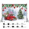 10x6.5ft Vinyl Christmas Truck Backdrop - Xmas Tree, Red Christmas Balls, Snow Forest, Snowflake Photography Background - Winter Wonderland Backdrop for Holiday Party Decor view 2