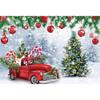 10x6.5ft Vinyl Christmas Truck Backdrop - Xmas Tree, Red Christmas Balls, Snow Forest, Snowflake Photography Background - Winter Wonderland Backdrop for Holiday Party Decor view 3