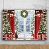 15x10ft Vinyl Winter Christmas Window Backdrop Xmas Tree Wreath Snow Snowflake Photography Background Winter Wonderland Decor Banner Backdrop Christmas Forest Holiday Party Decor view 1