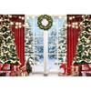 15x10ft Vinyl Winter Christmas Window Backdrop Xmas Tree Wreath Snow Snowflake Photography Background Winter Wonderland Decor Banner Backdrop Christmas Forest Holiday Party Decor view 3