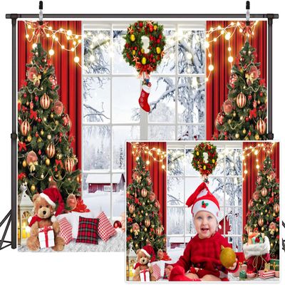 12x8ft Winter Christmas Backdrop Winter Snow Scene Xmas Party Decor Photography Background Indoors Xmas Tree Snow Backdrop Baby Kids Birthday Party Decoration Christmas Photo Backdrops