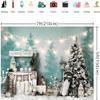 10x6.5ft Blue Oil Painting Forest Backdrop Pine Tree Winter Snow Christmas Photography Background Nature Watercolour Tree Christmas Party Backdrop Kids Newborn Baby Portrait Photoshoot Background view 3