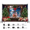 10x6.5ft Vinyl Christmas Tree Backdrop Winter Snowflake Pine Tree Snow Forest Full Moon Mountain Outside Window Photography Background Happy New Year Winter Wonderland Party Decor Backdrop view 2