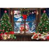 10x6.5ft Vinyl Christmas Tree Backdrop Winter Snowflake Pine Tree Snow Forest Full Moon Mountain Outside Window Photography Background Happy New Year Winter Wonderland Party Decor Backdrop view 3