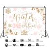 15x10ft Vinyl Winter Onederland Backdrop Pink Sliver Snowflake Photography Background Girl Baby Shower 1st Birthday Party Decor Christmas Backdrop Winter Holiday New Year Decor Banner Backdrop view 2