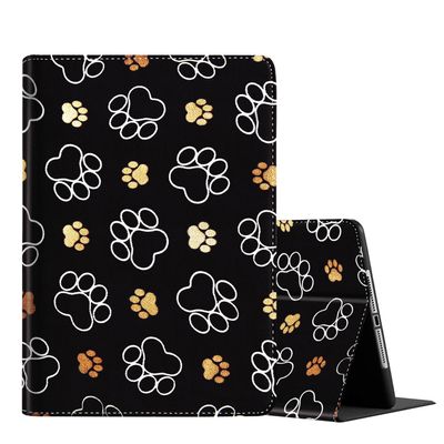 Case for iPad 10.2 9th / 8th / 7th Gen (2021/2020/2019 Model) 10.2 Inch, iPad Air 3 Case/10.5 Inch Pro, Multi-Angle Smart Stand Cover Auto Sleep/WakeCute Dog Paw Prints Gold White