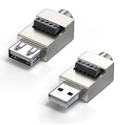 YSJJZRL USB Male/Female to 5 Way Screw Terminal Solderless Block Adapter DIY Shield Terminals USB Converte (2 Pcs-Male+Female)