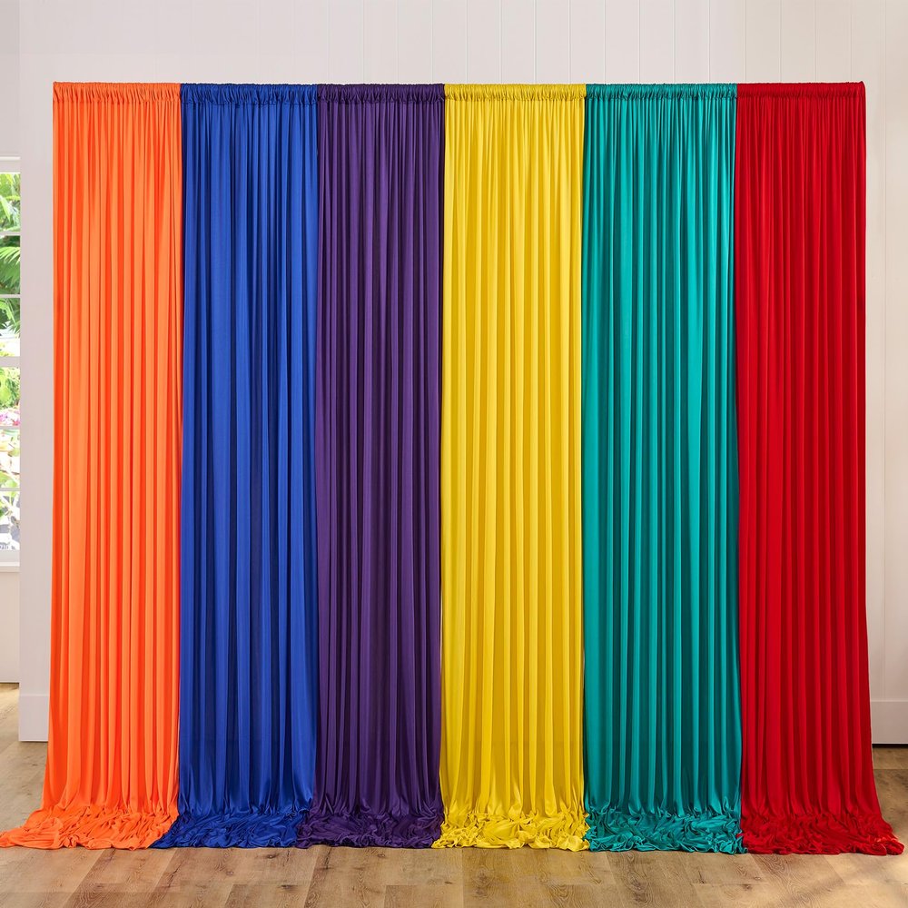 10ftx15ft Rainbow Backdrop Curtains for Parties, 6 Panels Red Orange Yellow Turquoise Purple Blue Colorful Photo Backdrop Drapes for Wedding Birthday Party Background Baby Shower