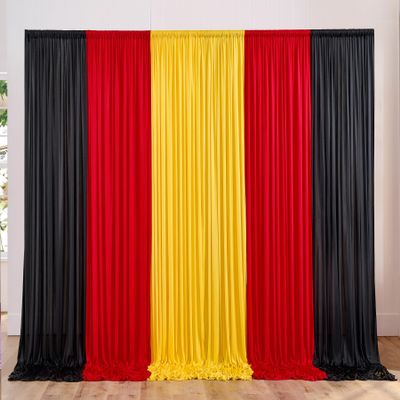 15ft x 10ft Wrinkle Free Black Red Yellow Backdrop Curtains for Parties, 6 Panels 2.5ftx10ft Photo Backdrop Drapes for Christmas Birthday Party Background