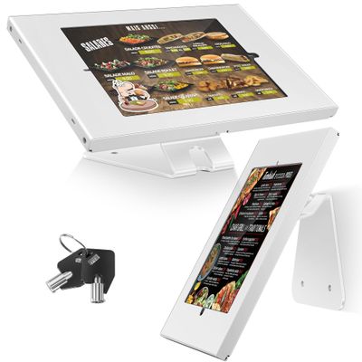 AboveTEK Anti-Theft Tablet Stand iPad Locking & Security Stand, Countertop & Wall Mount POS Stand, 360 Swivel Kiosk Stand for iPad/iPad Air/iPad Pro Ideal for Retail Business (White)