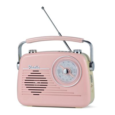 Portable Radio AM FM Shortwave Vintage Radio, Great Reception Receiver Bluetooth Speaker Plug in Wall, Support USB Drive/TF Card, Good Sound for Family or Friend for Home/Outdoor/Kitchen (Pink)