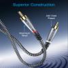 BlueRigger RCA Cable, 6FT (2RCA Male to 2RCA Stereo Audio Cable, Braided, Gold Plated, Subwoofer)- Compatible with Home Theater, Amplifier, Hi-Fi System, HDTV, Car Audio, Turntable, Receiver, Speaker view 3
