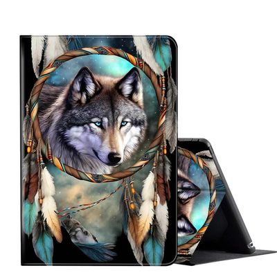 Case for 6.8'' Kindle Paperwhite (11th Generation,2021) & Paperwhite Signature Edition,PU Leather Folio Stand Smart Cover Case for Kindle Paperwhite 2021 E-Reader,Dream Catcher Wolves