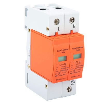 2P 10kA-20kA 420vAC Home Protector Home Low Voltage Lightning Arrester Unit