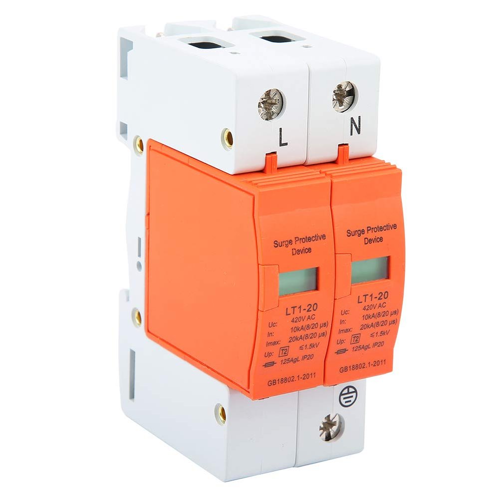 2P 10kA-20kA 420vAC Home Protector Home Low Voltage Lightning Arrester Unit