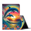 Case for 6.8'' Kindle Paperwhite (11th Generation,2021) & Paperwhite Signature Edition,PU Leather Folio Stand Smart Cover Case for Kindle Paperwhite 2021 E-Reader,Dolphins Jump in The Sunset view 1