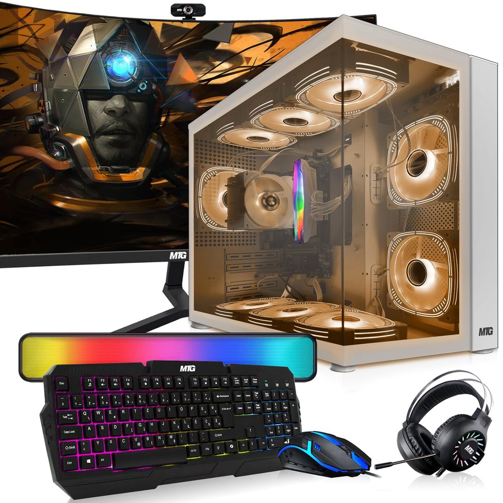 MTG Khuno Gaming Tower PC- Intel Core i5-8th Gen, RTX 2060S 8GB 256bits, 16GB ARGB Ram, 256GB Nvme, 27 Inch Curve Monitor, RGB Gamer Bundle Combo, Webcam, Win 11 Home