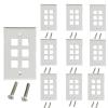 6 Port Keystone Wall Plate (10-Pack), Single Gang Wall Plates for RJ45 Keystone Jack and Modular Inserts, White view 1