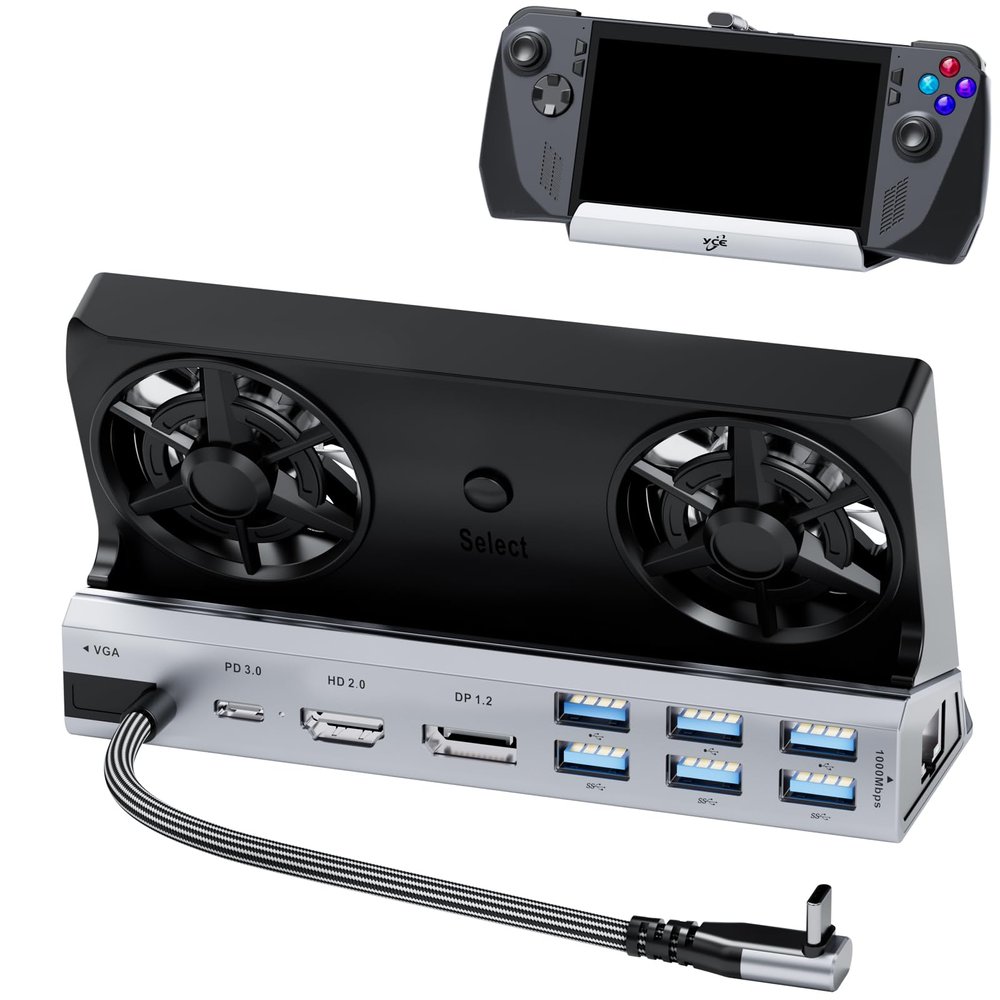 ChampSun 14-in-1 Dual Fan Steam Deck Dock Suitable Valve Steam Deck & OLED/Asus ROG Ally & X/Switch & 2 / Lenovo Legion Go & S & 2 / MSI Claw, Nintendo Switch 2 Dock, Docking Station, Accessories