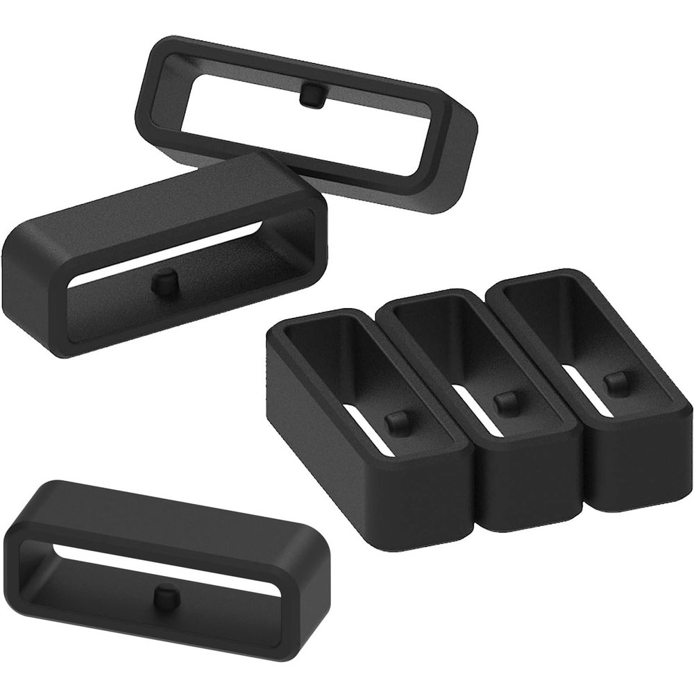 6pcs Replacement Secure Rings intended for Garmin Forerunner 945 230 235 620 630 735XT/Approach S20 S5 S6/Fenix 5/6/7/epix 2 Straps Silicone Connector Keepers Fastener Ring Holders Loop Black