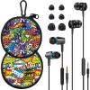 GOGOSINIS 2 Packs of Earbuds Set with Case for Kids for School, Wired Headphones with Case and Small Size Ear Tips, Ear Buds with Cute Case, Earphones for Phone and PC Laptop (Abstracts) view 1