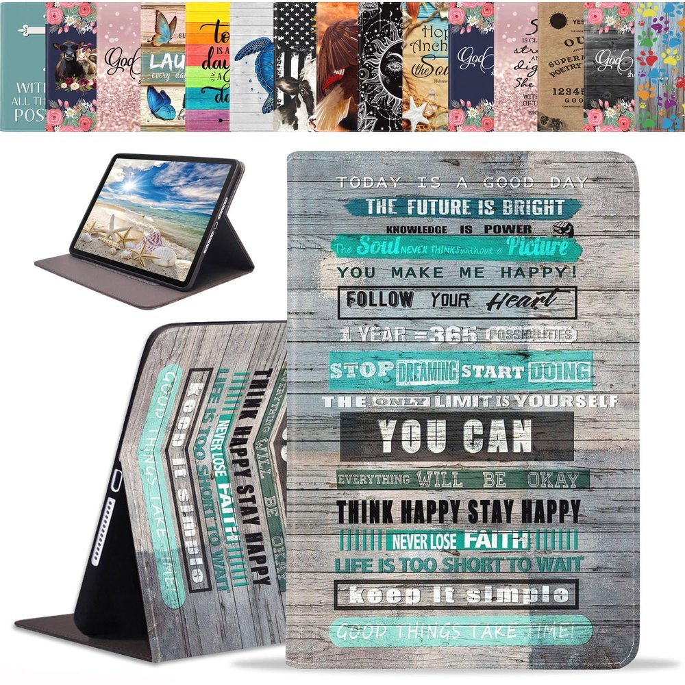 ERWYTYIOI for iPad Mini 6 2021 Case, Slim PU Leather Folio Smart Cover with Stand & Auto Wake/Sleep for iPad Mini 6th Generation 8.3 Inch, Inspirational Quote on Rustic Wooden Board