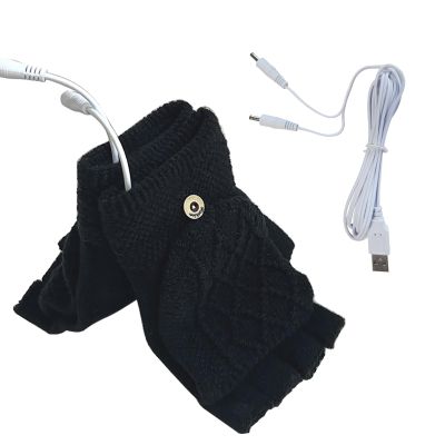 Winmany Women's & Men's USB Heated Gloves Mitten Full & Half Fingerless Winter Hands Warmer Laptop Gloves