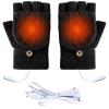 Winmany Women's & Men's USB Heated Gloves Mitten Full & Half Fingerless Winter Hands Warmer Laptop Gloves view 2