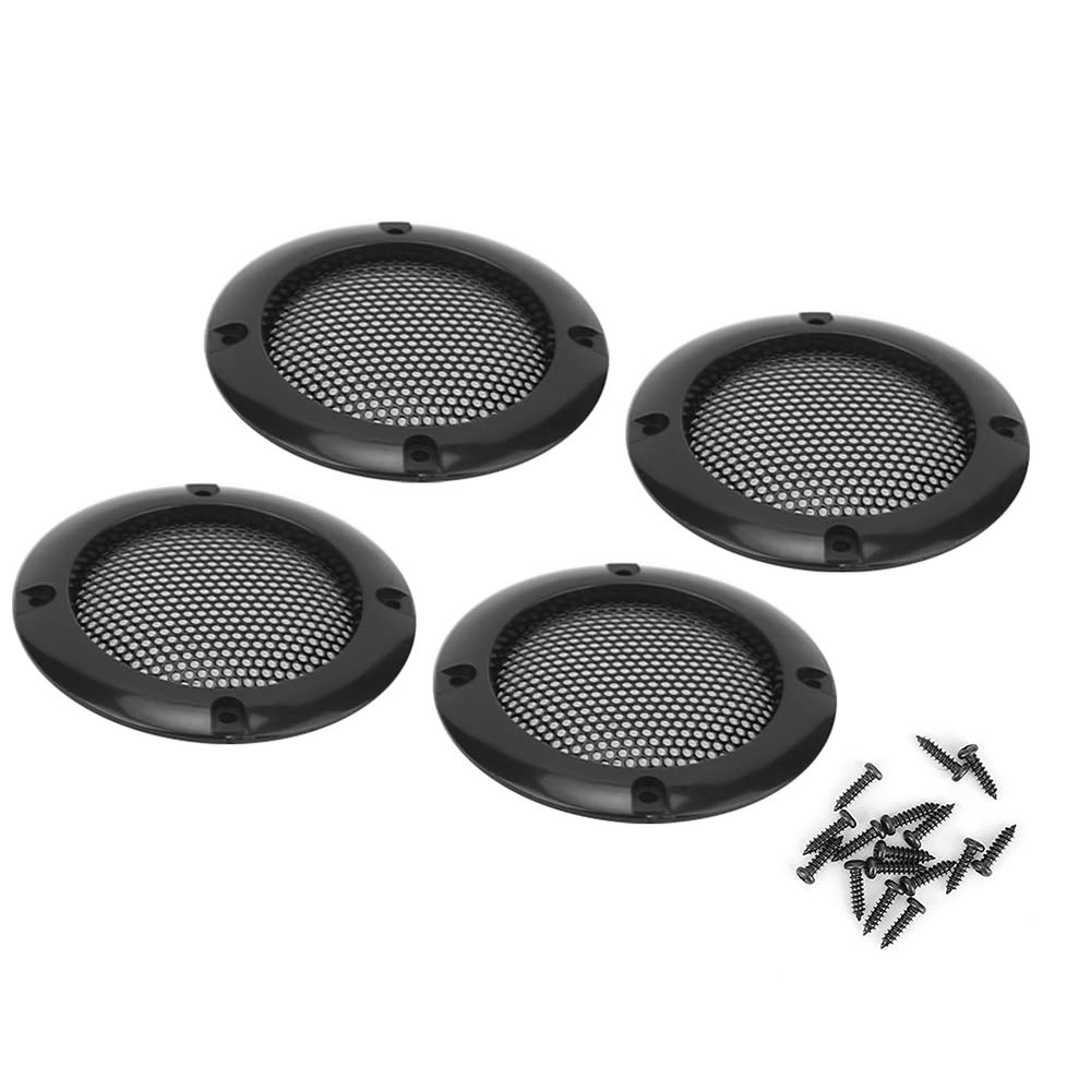 4pcs 2inch Car Speaker Grill,Speaker Grill Covers,Audio Speaker Grille Protective Decorative Audio Speaker Mesh Grille ABS Plastic Frame with Metal Mesh(black)