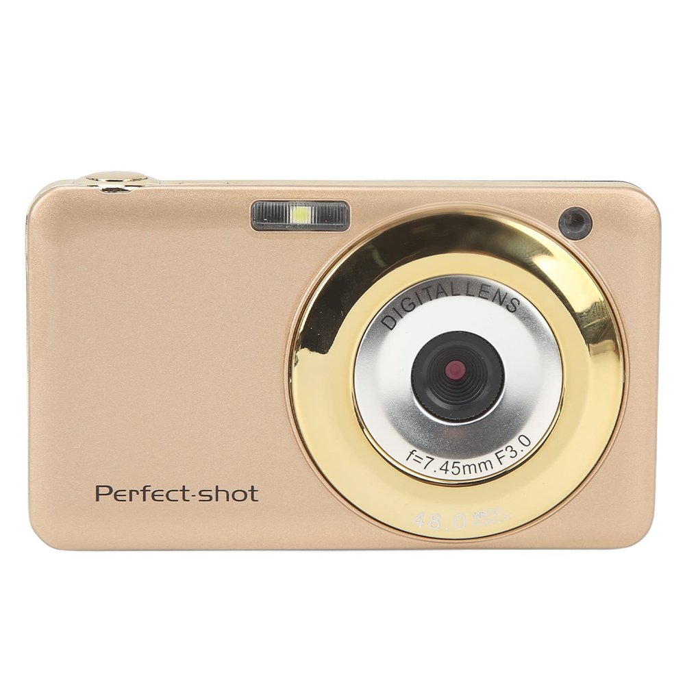 2.7in Digital Camera, 48MP Digital Video Camcorder Camera 8X Digital Zoom ABS Metal Material Rechargeable Kids Camera with 32 GB Card for Children Beginners Gifts (Gold)