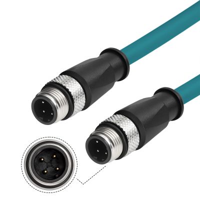 ZBLZGP 2m M12 4-Pin D-Code Male to Male Profinet Cable, IP67 Shielded Cat5e Industrial Ethernet Cable | for Omron, Sick, Baumer Encoder, Sensor & Camera, Green (RAL 6018) Jacket