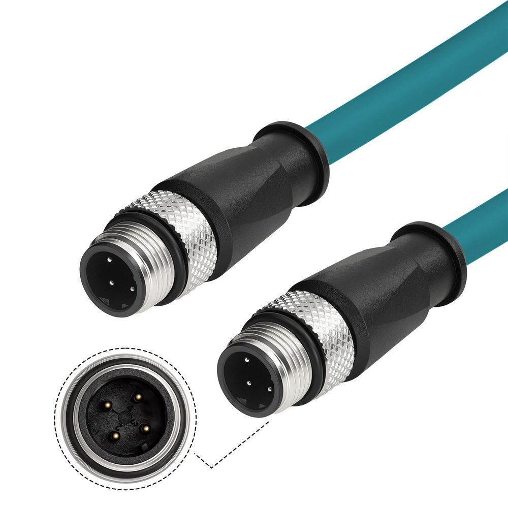 ZBLZGP 2m M12 4-Pin D-Code Male to Male Profinet Cable, IP67 Shielded Cat5e Industrial Ethernet Cable | for Omron, Sick, Baumer Encoder, Sensor & Camera, Green (RAL 6018) Jacket
