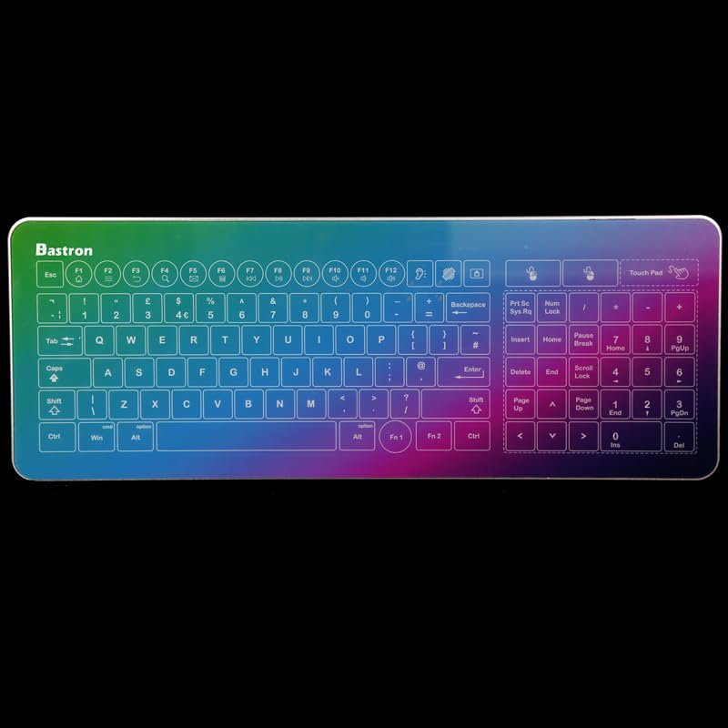 Bastron Wired Glass Touch Smart Keyboard with Intergrated Trackpad Waterproof Surface Dust-Proof for Computer PC
