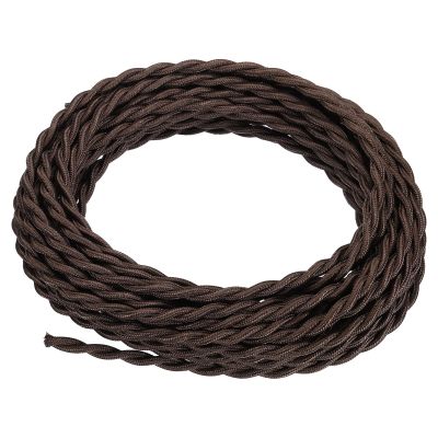 YOKIVE Twisted Cloth Covered Wire, UL Listed 2-Conductor Braided Cable, Keep Electronic Operation, Great for Industrial Bulb (Dark Brown, 30Ft, 18AWG)