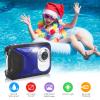Waterproof Digital Camera,17 FT Underwater Camera 2.8" LCD HD1080P 30MP Kids Video Camcorder with 32G Card and Rechargeable Battery,Point and Shoot Camera for Kids Teenagers Students Gifts Blue view 2