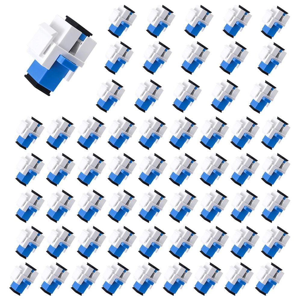 fyboptwu - 60 pcs Fiber Optic Coupler SC Keystone Jack Coupler SC Simplex Singlemode UPC Adapter for Fiber Wall Plate (White)