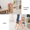 BABYCE Foldable Step Stool Step Ladder Folding Walker Stool / 3 Step Ladder, Wooden Dining Chair Flower Sponge Chair Stair Chair Extended Bar Stool At Home Garden Tool Heavy Duty Max. 200 Kg view 3