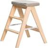 BABYCE Foldable Step Stool Step Ladder/Ladder/Folding Chair with 3 Steps, Wooden Staircase Extended Gray Sponge Seat High Stool At Home Garden Tools Height 65cm Heavy Duty Max. 120 Kg (Size : Wood) view 1
