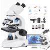 Lab Compound Binocular Microscopes 40X-6000X/10000/20000X Magnification with 2.0MP Electric Eyescope,Capturing Image,Recording Video, WF10X WF25X,Dual Power Supply Methods,10000X view 1