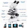 Lab Compound Binocular Microscopes 40X-6000X/10000/20000X Magnification with 2.0MP Electric Eyescope,Capturing Image,Recording Video, WF10X WF25X,Dual Power Supply Methods,10000X view 2