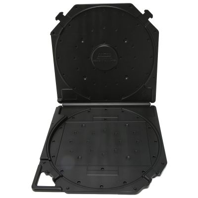 10 Inch Empty Tape Reel Storage Box, Reel to Reel Tape Storage Boxes with Label Paper and Carry Handle, Scratch Full, for Sound Tapes (Black)